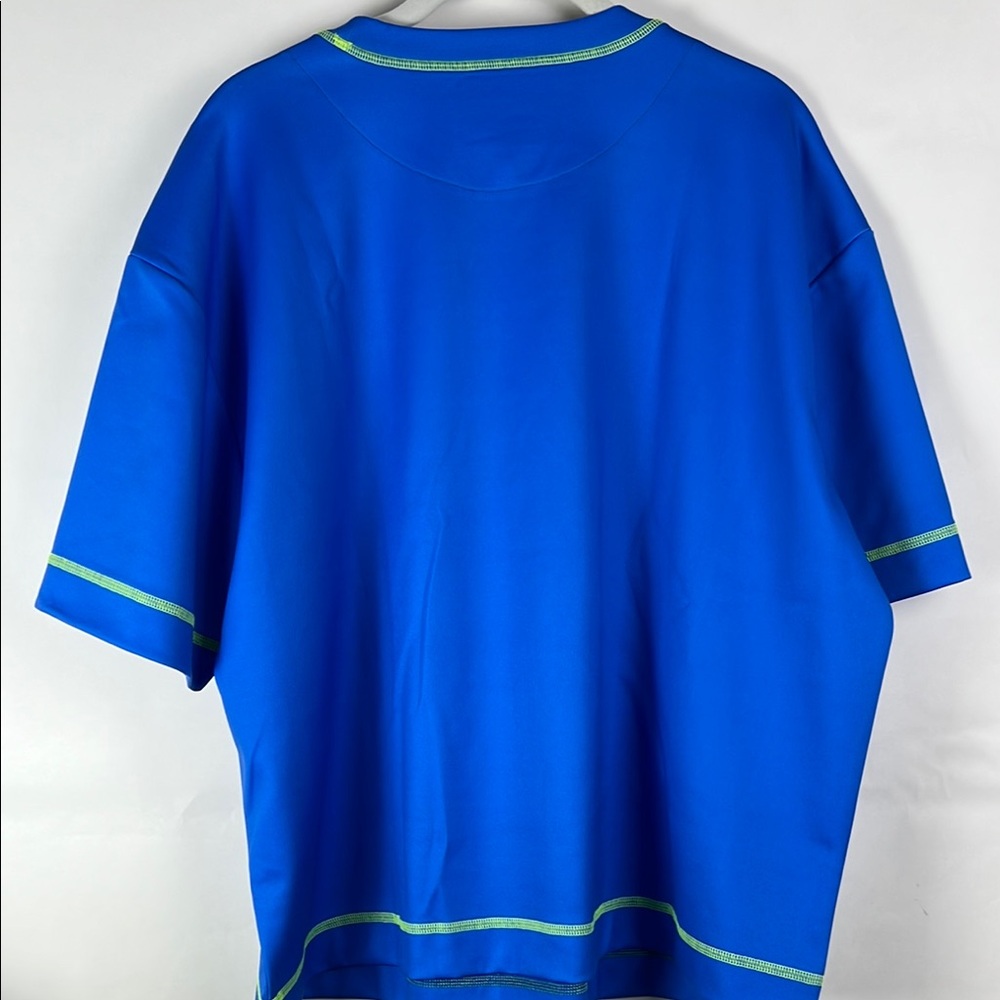 New FARM Rio Blue Graphic Short Sleeve Tee Tropical Vibrant Color Relaxed Small - Picture 8 of 11